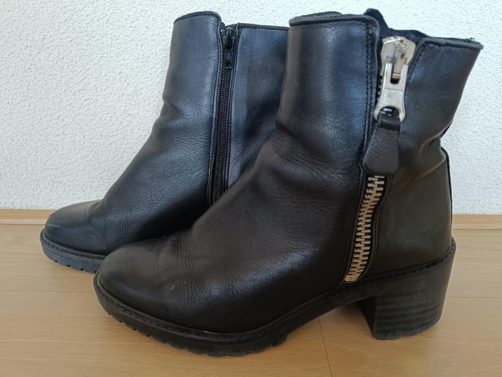 Enkellaarzen leer kleur zwart maat 38 merk PS. Poelman, Zwart, Lage of Enkellaarzen, Ophalen of Verzenden, Zo goed als nieuw