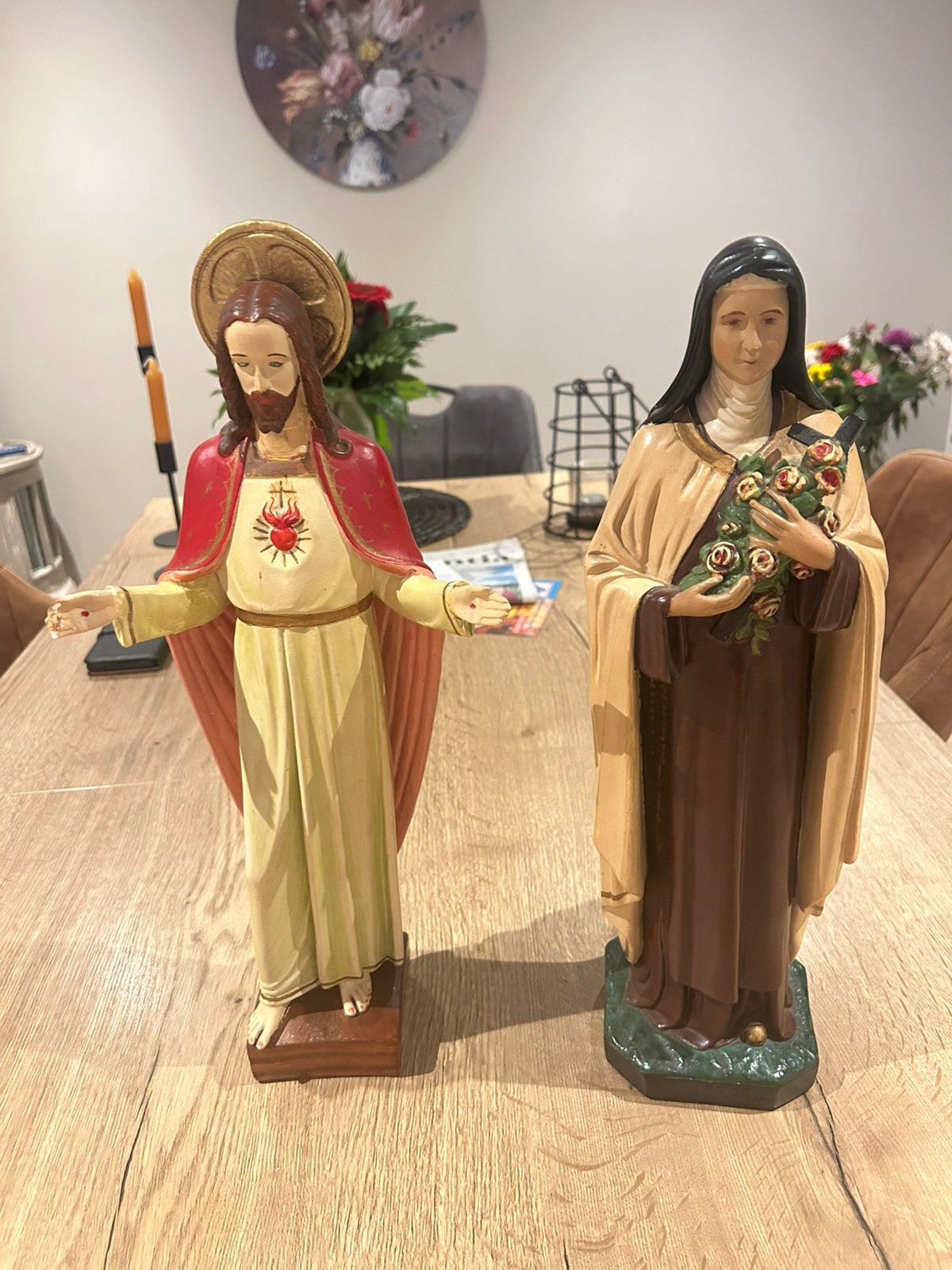 2 religieuze beelden Heilige Theresia,  heiligenbeeld Italië, Antiek en Kunst, Ophalen