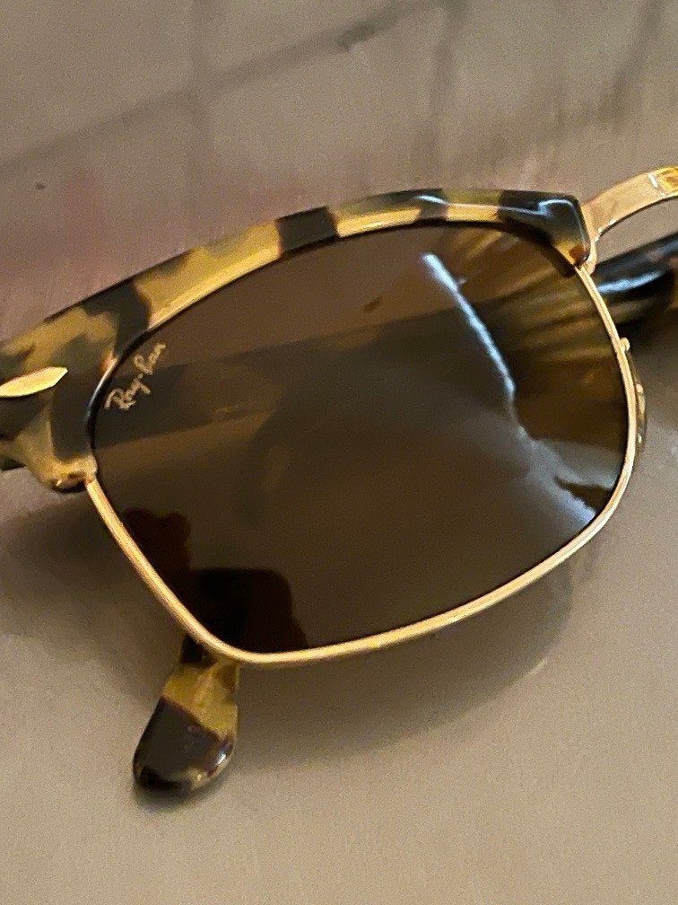 Vintage B&L Ray-Ban Clubmaster square limited W1483 C1, Ray-Ban USA, Zonnebril, Bruin, Ophalen of Verzenden
