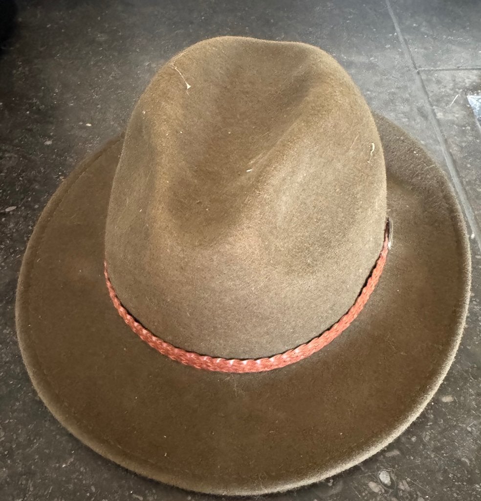 Lipodo wollen fedora hoed, olijfgroen maat 60 Made in Italy, 60 cm (XL, 7½ inch) of meer, Hoed, Ophalen of Verzenden, Lipodo