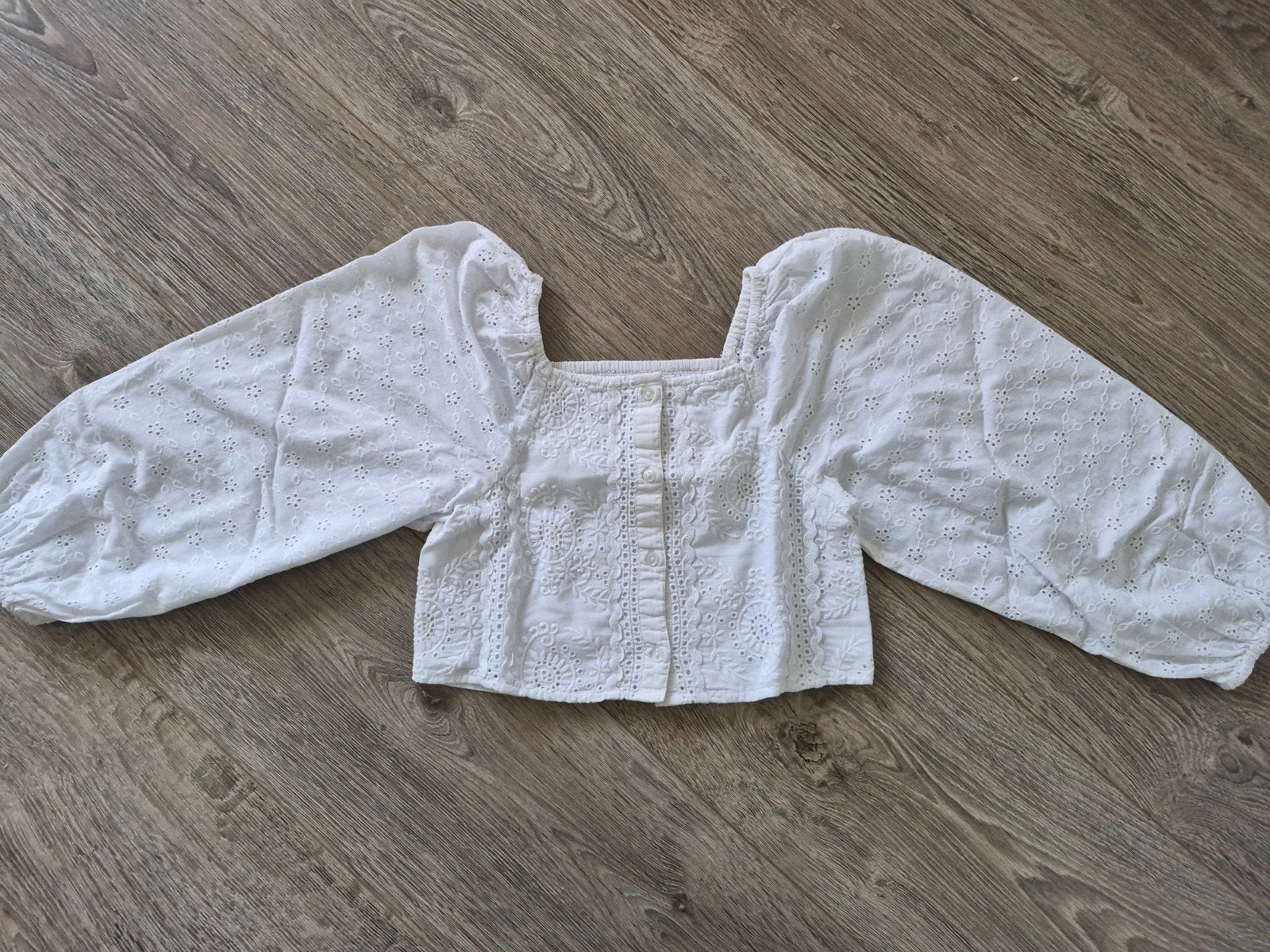 Witte blouse/ top van Zara, 9 jaar, Meisje, Overhemd of Blouse, Ophalen of Verzenden, Zo goed als nieuw