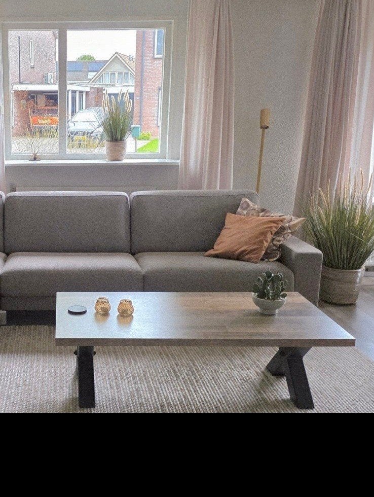 Lamulux Salontafel met Stalen X-poot - Krasvrij, Ophalen, 100 tot 150 cm, 50 tot 100 cm, Zo goed als nieuw