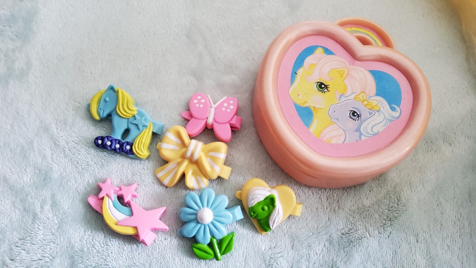 Vintage My Little Pony Hasbro G1 set Jewelry Box Hart speldj, Ophalen of Verzenden