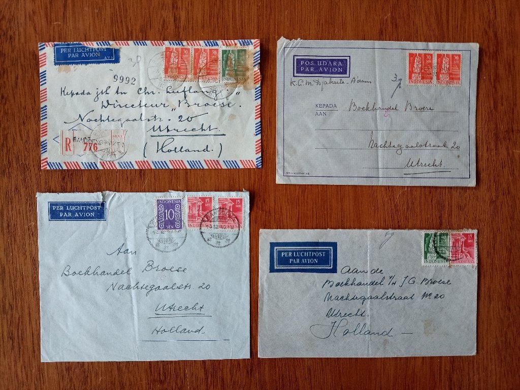 Indonesië - luchtpoststukken 1949-1954, Ophalen of Verzenden, Gestempeld, Oost-Azië