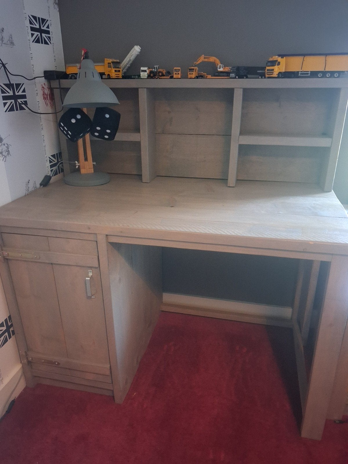 Complete slaapkamer van steigerhout, bed, bureau, boekenkast, Ophalen, Zo goed als nieuw, Eenpersoons
