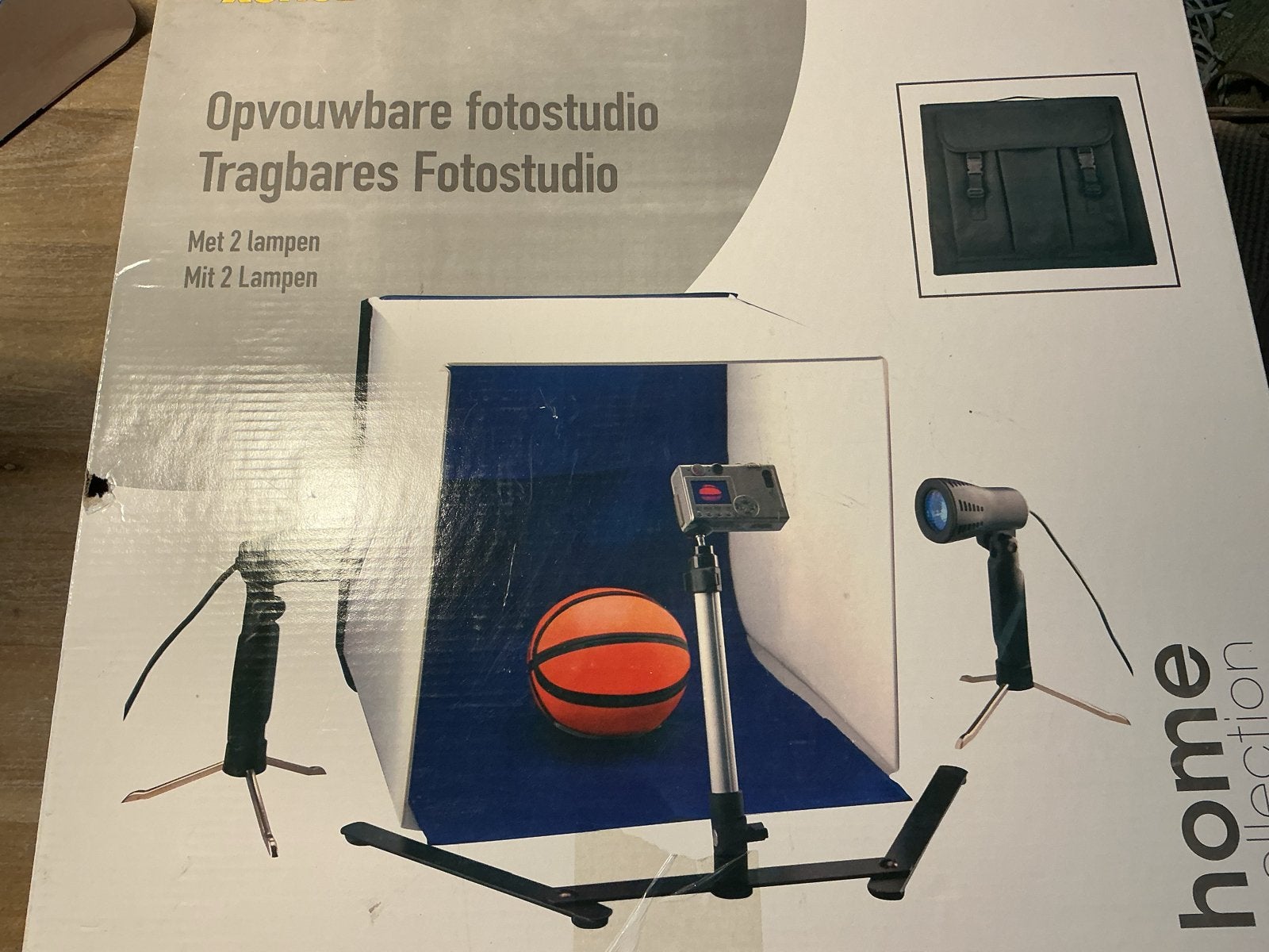 Opvouwbare fotostudio met 2 lampen en statief, Ophalen, Complete fotostudio, Nieuw, Overige merken