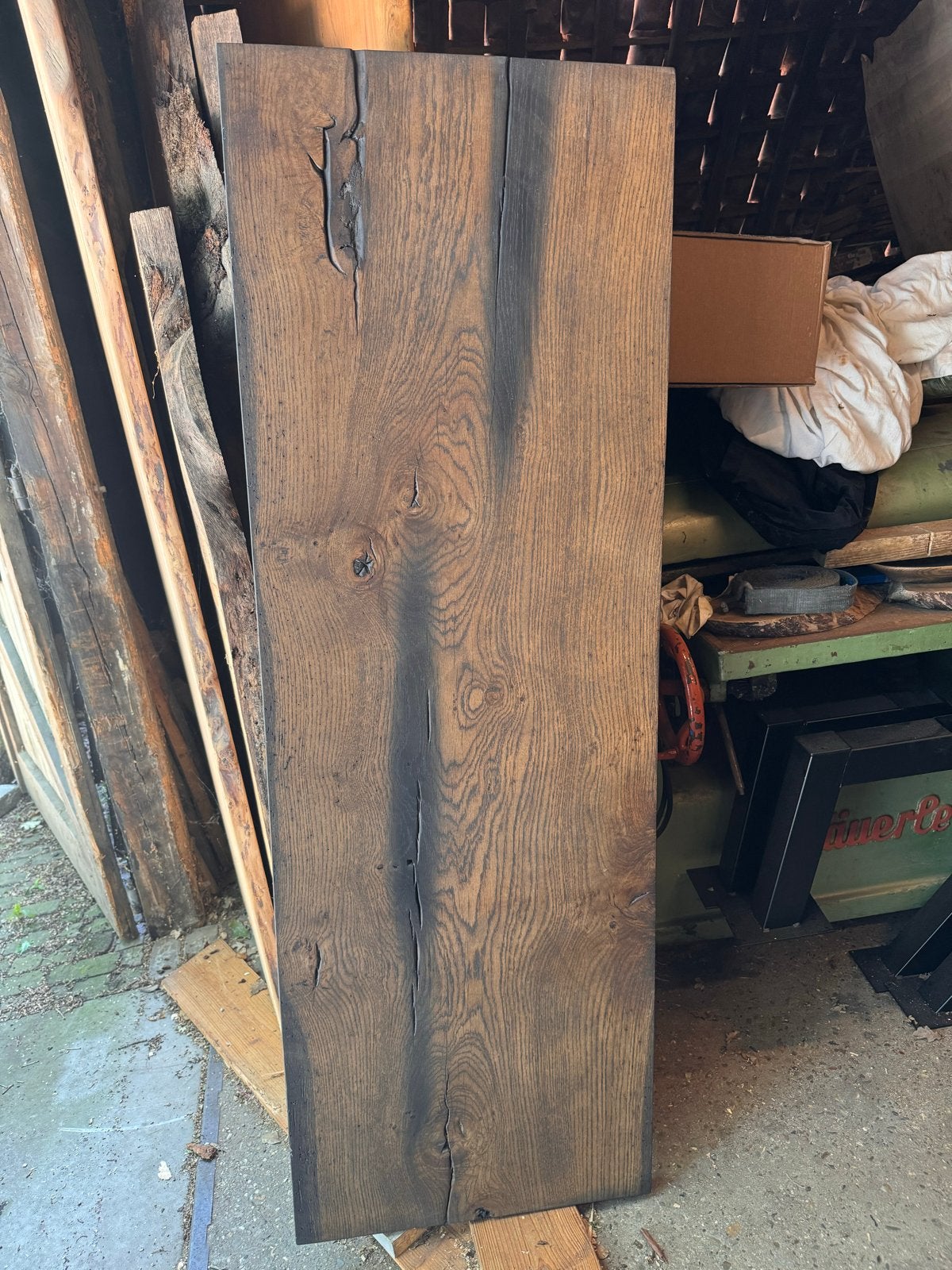 Massief eiken blad - donker geolied, Ophalen, Eikenhout, Nieuw, 50 tot 100 cm