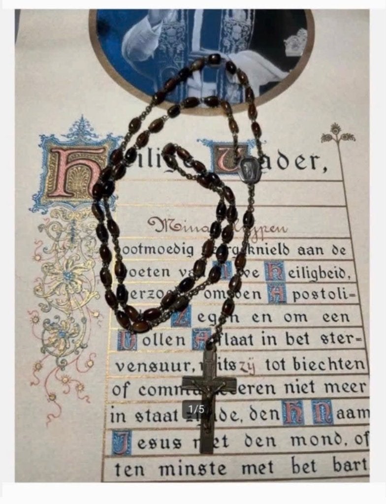 Agaat stenen Rozekrans - antiek Religieus Item, Ophalen of Verzenden