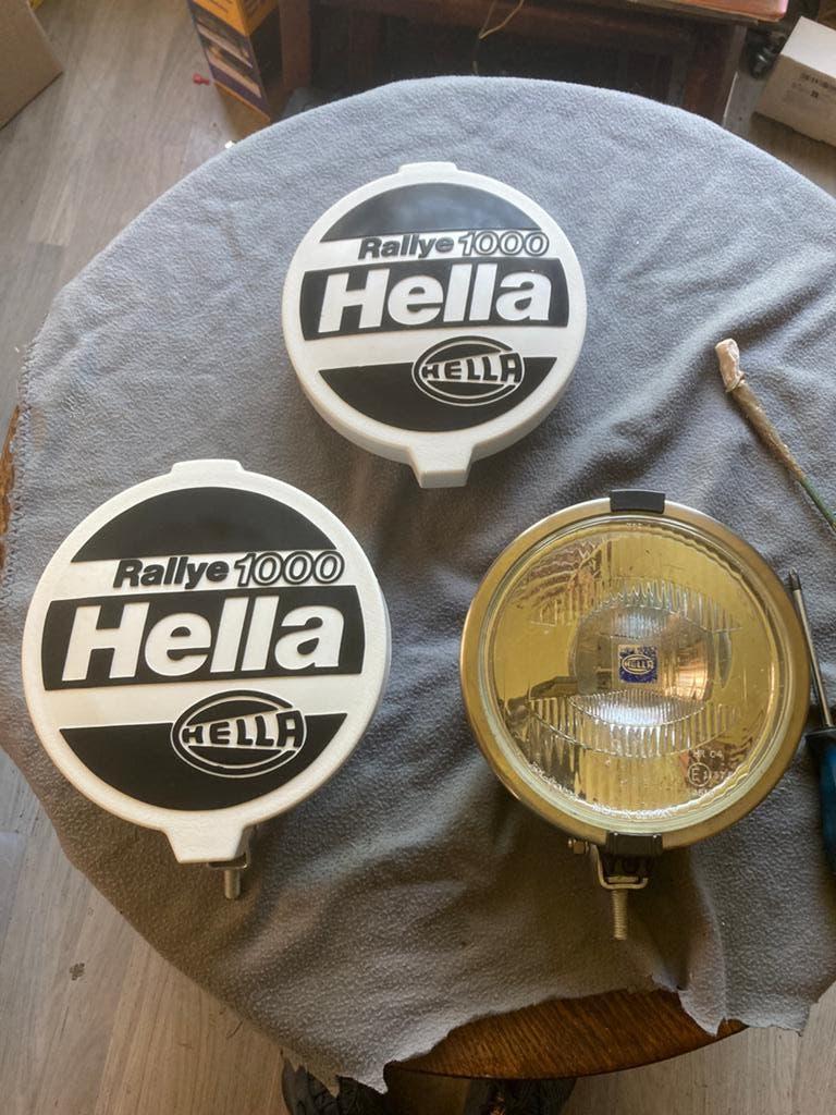Oldtimer 2 Hella verstralers type Rallye 1000 met covers, Auto-onderdelen, Verlichting, Ophalen of Verzenden, Gebruikt