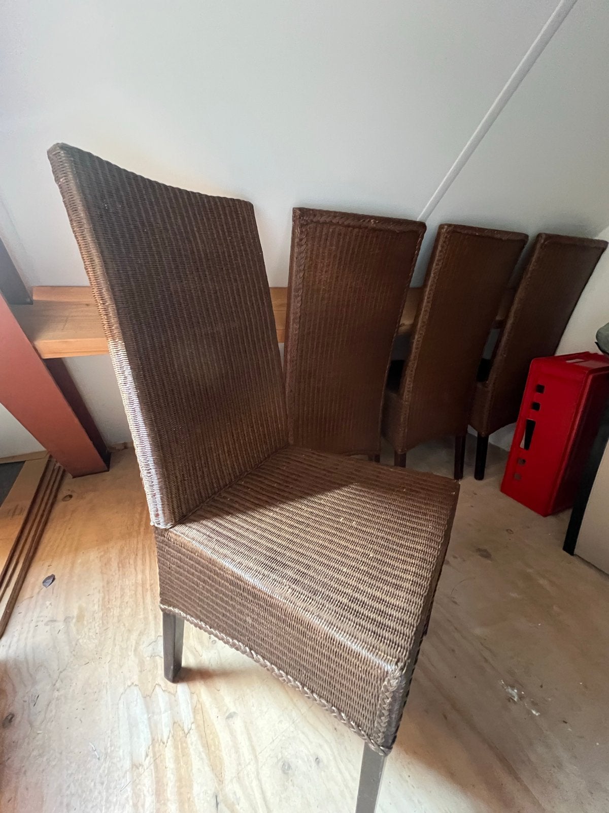 4 mooie rotan eetkamerstoelen, Ophalen, Gebruikt, Bruin, Riet of Rotan