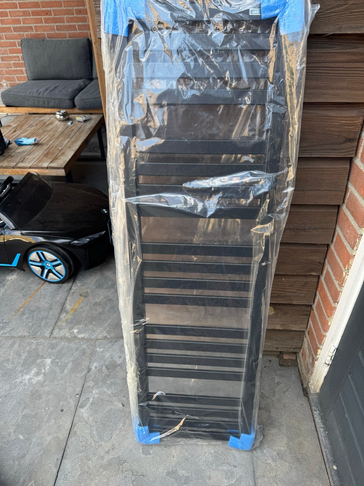 Nieuwe Excellent Horos design radiator 121x35 cm mat zwart, 500 tot 800 watt, Radiator, Nieuw, Minder dan 60 cm