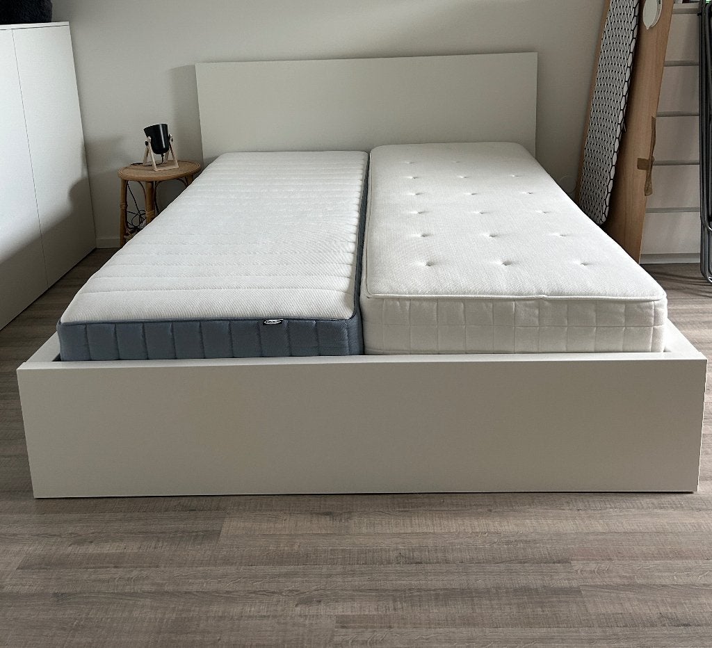 Malm IKEA bed wit 160 x 200 cm (inclusief matrassen), Ophalen, Gebruikt, Wit, Neutraal IKEA
