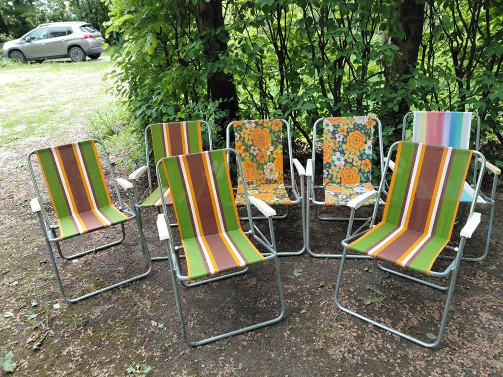Vintage, retro campingstoeltjes., Tuin en Terras, Ophalen