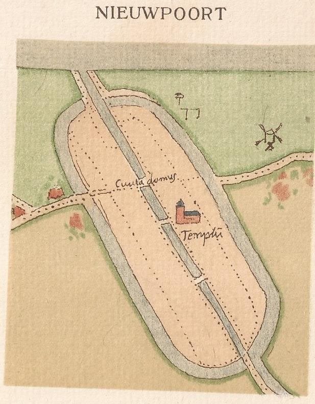 Nieuwpoort Minuutkaartje van de stad door Jacob van Deventer, 7 cm, Cartografie, 9 cm, Ophalen of Verzenden