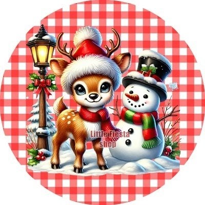 lf908 icing frosting hertje sneeuwman 19cm eetbare print, Ophalen of Verzenden, Nieuw, Taarten, Versiering