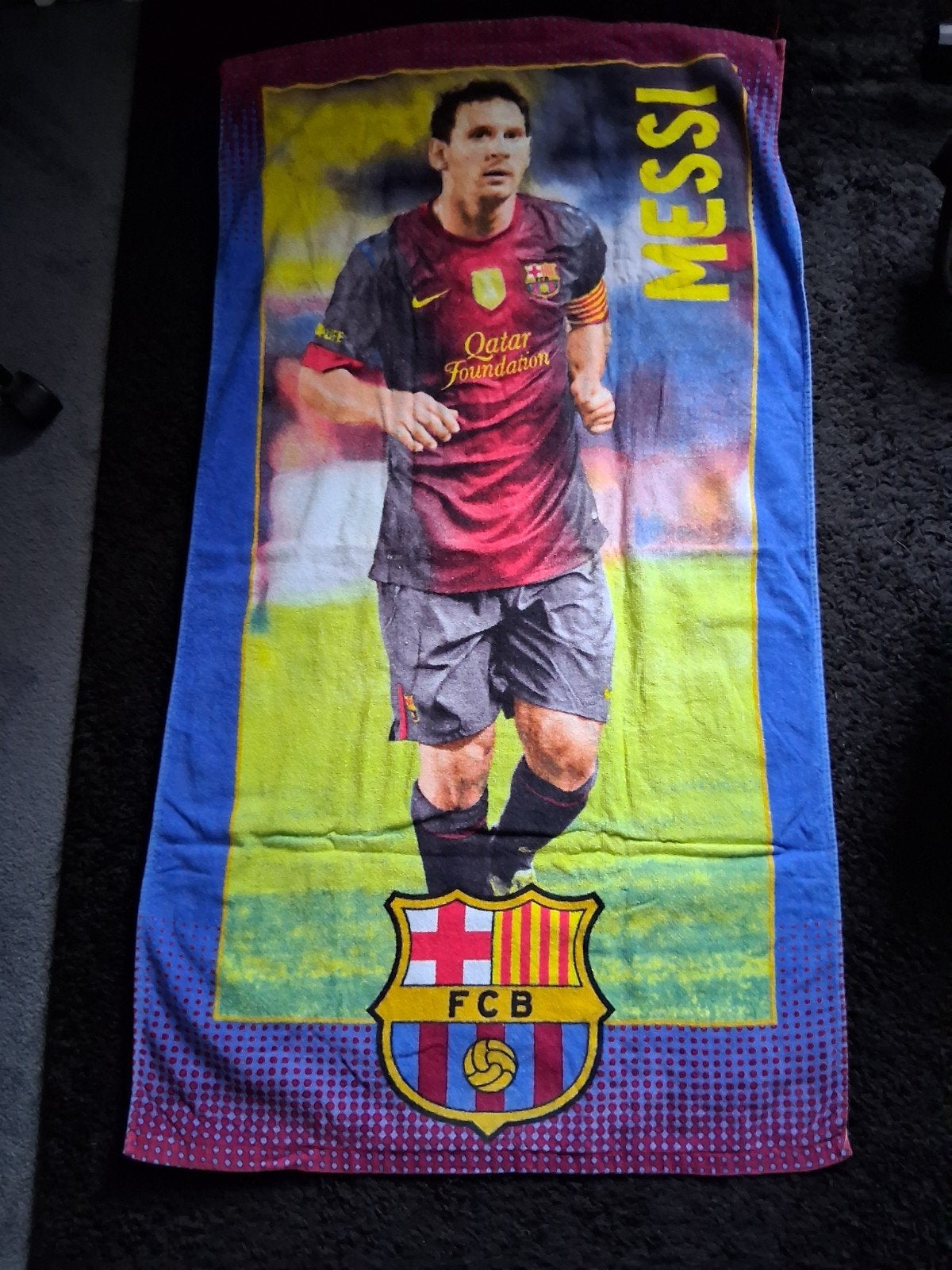 FC Barcelona Messi strandlaken/handdoek, Ophalen, Gebruikt, Clubaccessoires