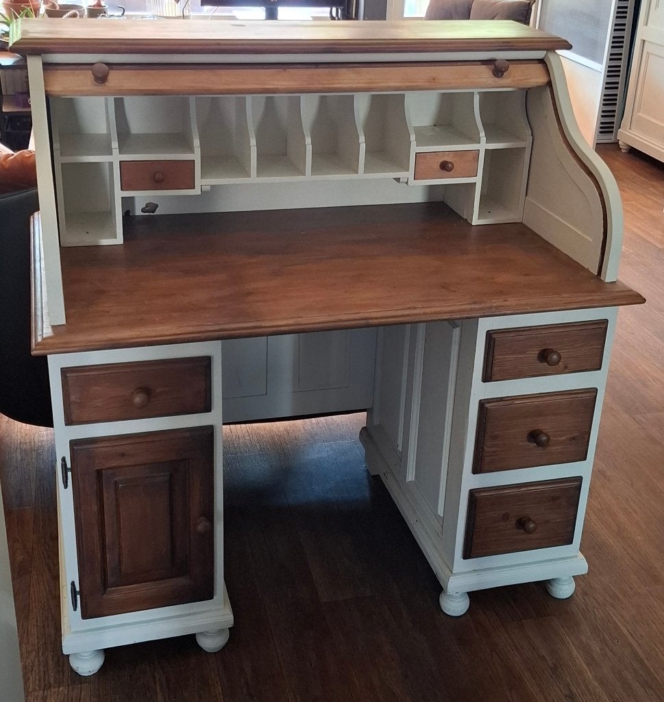 Secretaire / bureau grenen, Huis en Inrichting, Bureaus, Ophalen, Met lades, Gebruikt, 115 cm