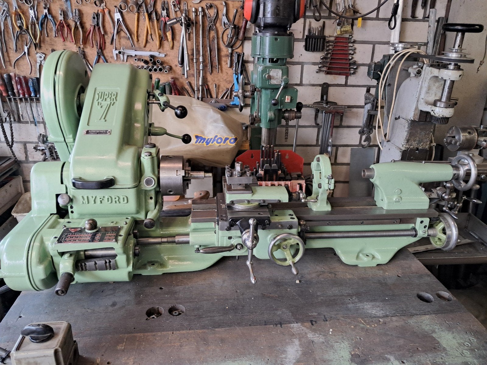 myford super 7 met norton bak, Ophalen of Verzenden, Metaaldraaibank