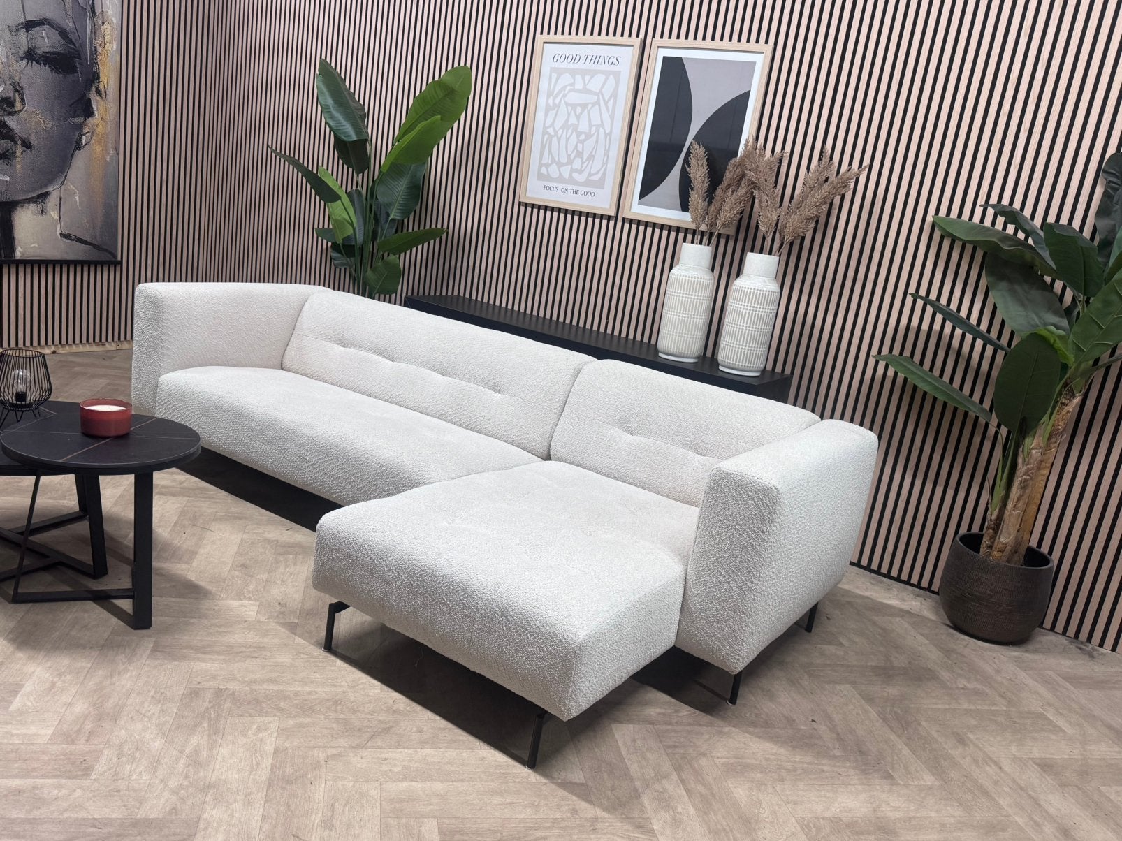 ZGAN BySIDDE Borre Bouclé Hoekbank - Créme - 285 x 145, 250 tot 300 cm, -, -, Hoekbank