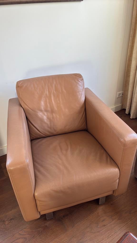 2x fauteuil leer van Montel, Ophalen of Verzenden, Zo goed als nieuw, Leer, 75 tot 100 cm