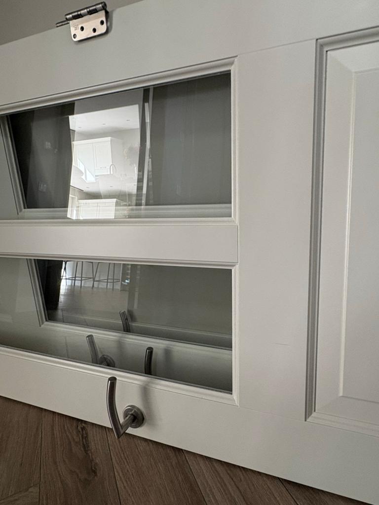 2 binnendeuren met glaspanelen en deurbeslag, Doe-het-zelf en Verbouw, Deuren en Horren, Ophalen, Gebruikt, 80 tot 100 cm, Binnendeur
