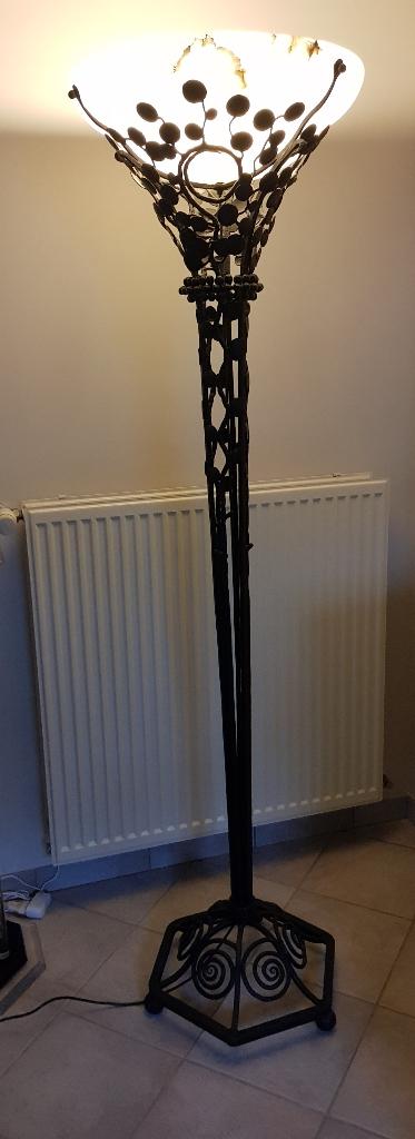 Art deco - Staande lamp met albasten kap - Hoogte 180cm, Ophalen