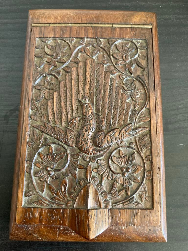 Vintage Indonesisch sigarettendoosje met snijwerk, Ophalen of Verzenden