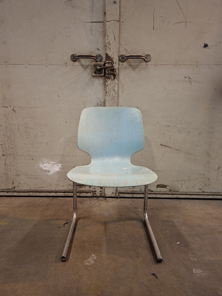 Vintage Kusch & Co Flötotto sledestoel jaren 80 lichtblauw, Ophalen, Gebruikt, Blauw, Eén