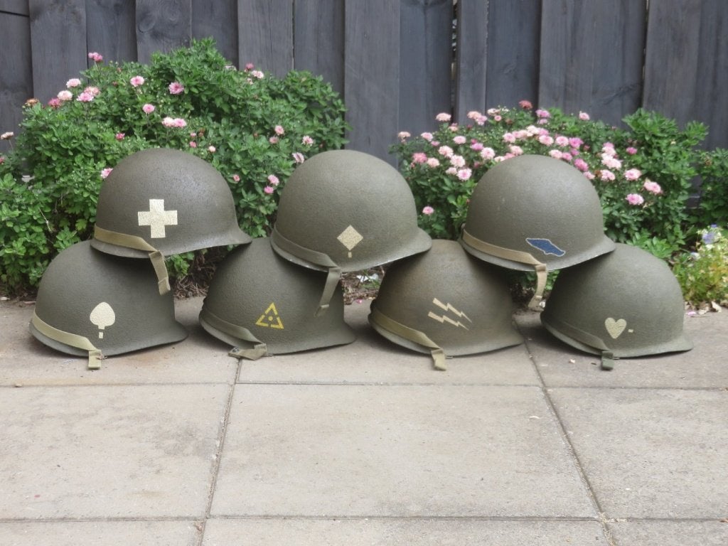 M1C para helm 101 82 17 airborne 501 502 506 507 326, Ophalen of Verzenden, Amerika, Helm of Baret