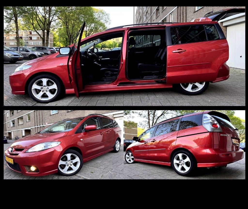 Mazda 5 Katano 1.8i M'2007 Rondom Spoiler Navi 7pers Inr Mog, Auto's, Mazda, 4 cilinders, 7 stoelen, Origineel Nederlands, 75 €/maand