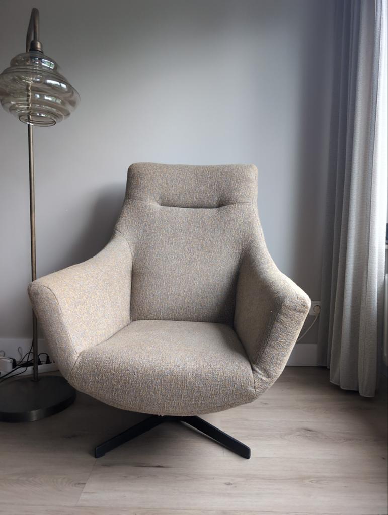 Industriële landelijke hoge draai fauteuil, Huis en Inrichting, Fauteuils, Ophalen, Gebruikt, Minder dan 75 cm, Industriële