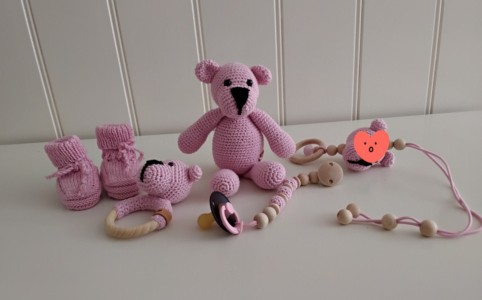 Gehaakte roze knuffelset voor  baby., Ophalen of Verzenden, Nieuw
