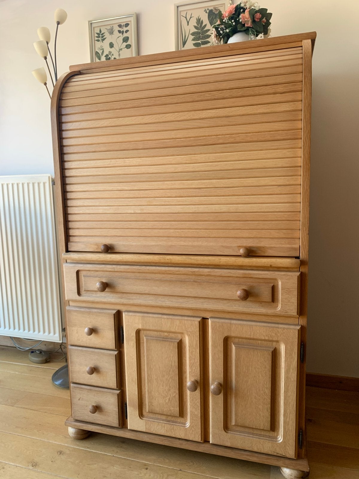 Houten rolluikkast met lades en deuren, Huis en Inrichting, Kasten | Dressoirs, Ophalen, Gebruikt, 50 tot 100 cm, Met lade(s)