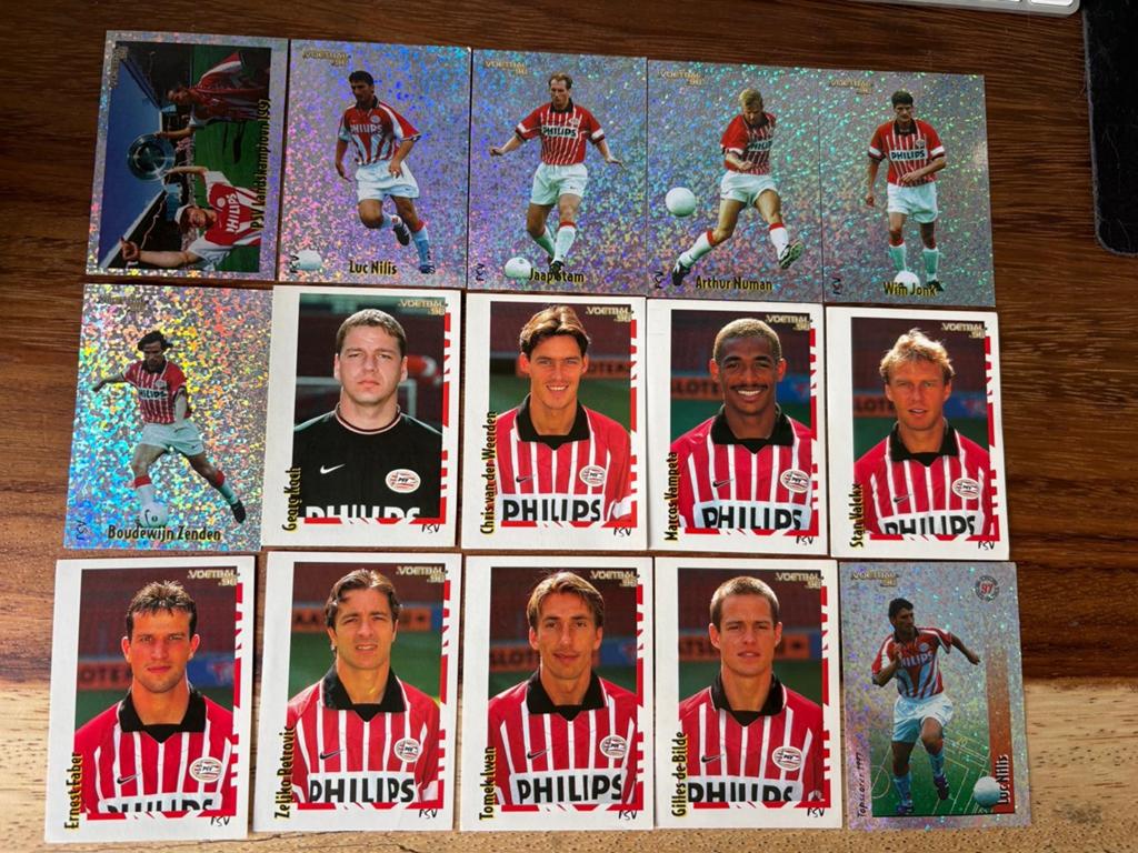 Voetbal 98 Panini PSV Spelerskaarten - Vintage Collectie, Ophalen of Verzenden, Nieuw, Stickers en Plaatjes