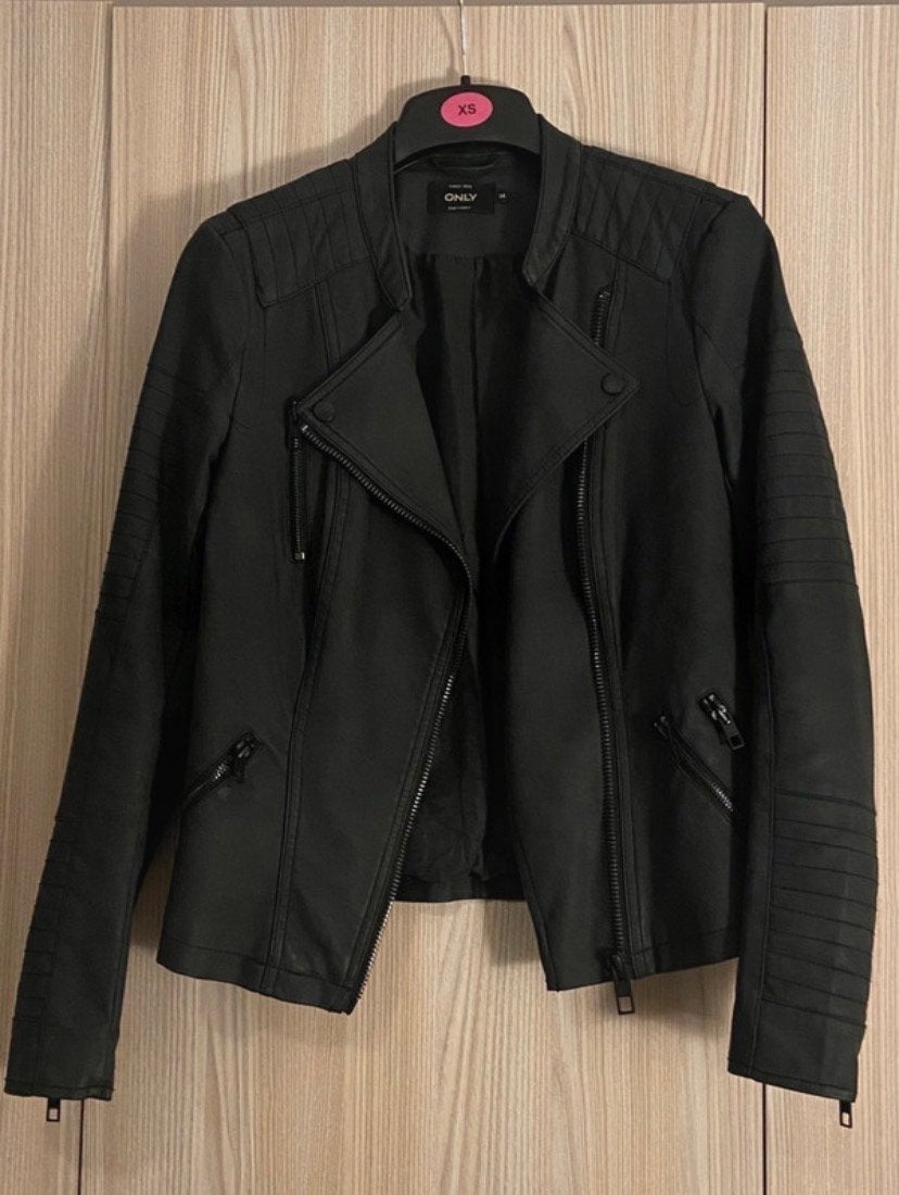 ONLY Zwart Imitatie Leren Bikerjack - Maat XS, Ophalen, Zo goed als nieuw, Maat 34 (XS) of kleiner, Zwart