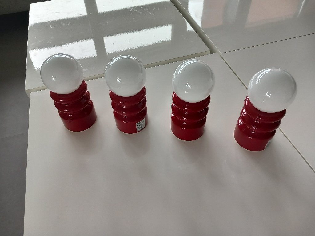 4 LEUKE ROOD MET WIT LAMPEN, Overige kleuren, Ophalen of Verzenden, Zo goed als nieuw, Werkt op batterijen