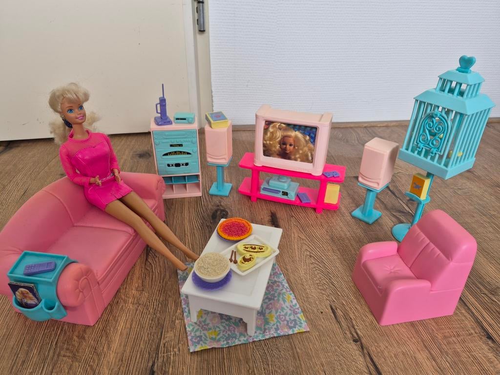 Barbie Meubelset Woonkamer met Accessoires, Ophalen, Gebruikt, Meisje