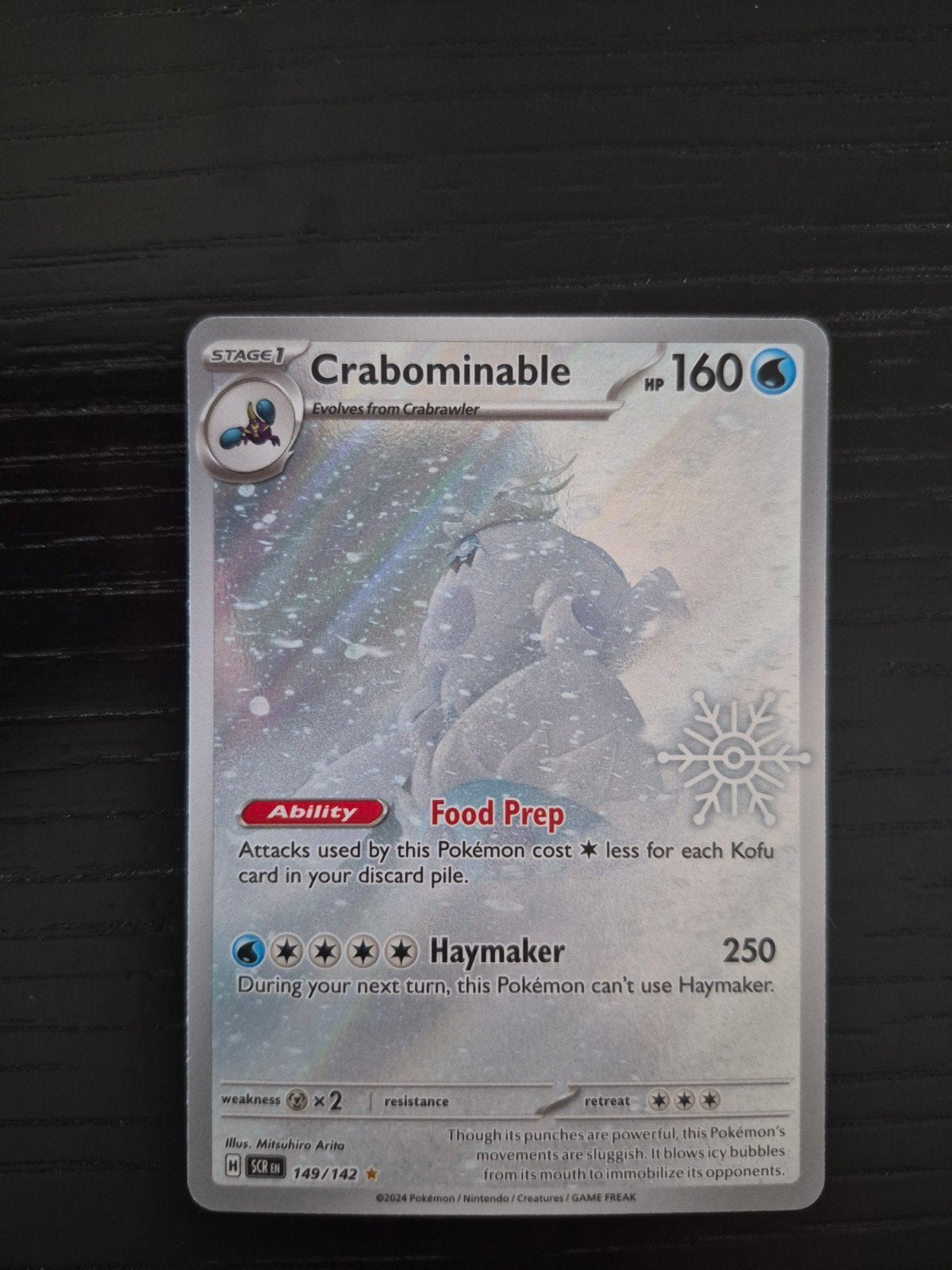 Crabominable Pokémon kaart 149/142 (Foil) SCR, Ophalen of Verzenden, Zo goed als nieuw, Losse kaart, Foil