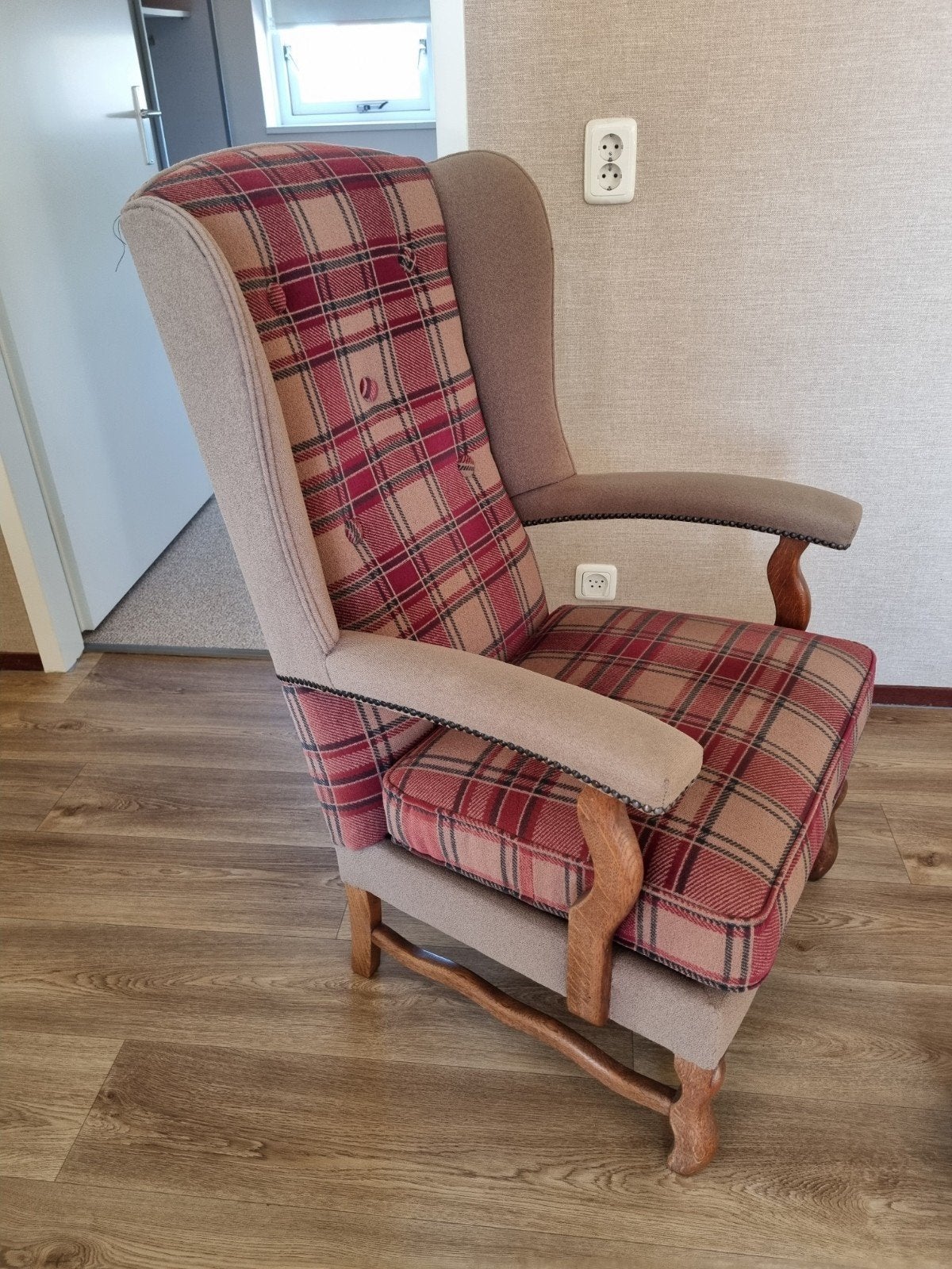 Comfortabele fauteuil met Schotse ruit - Gebruikt, Ophalen, Gebruikt, 75 tot 100 cm, Stof