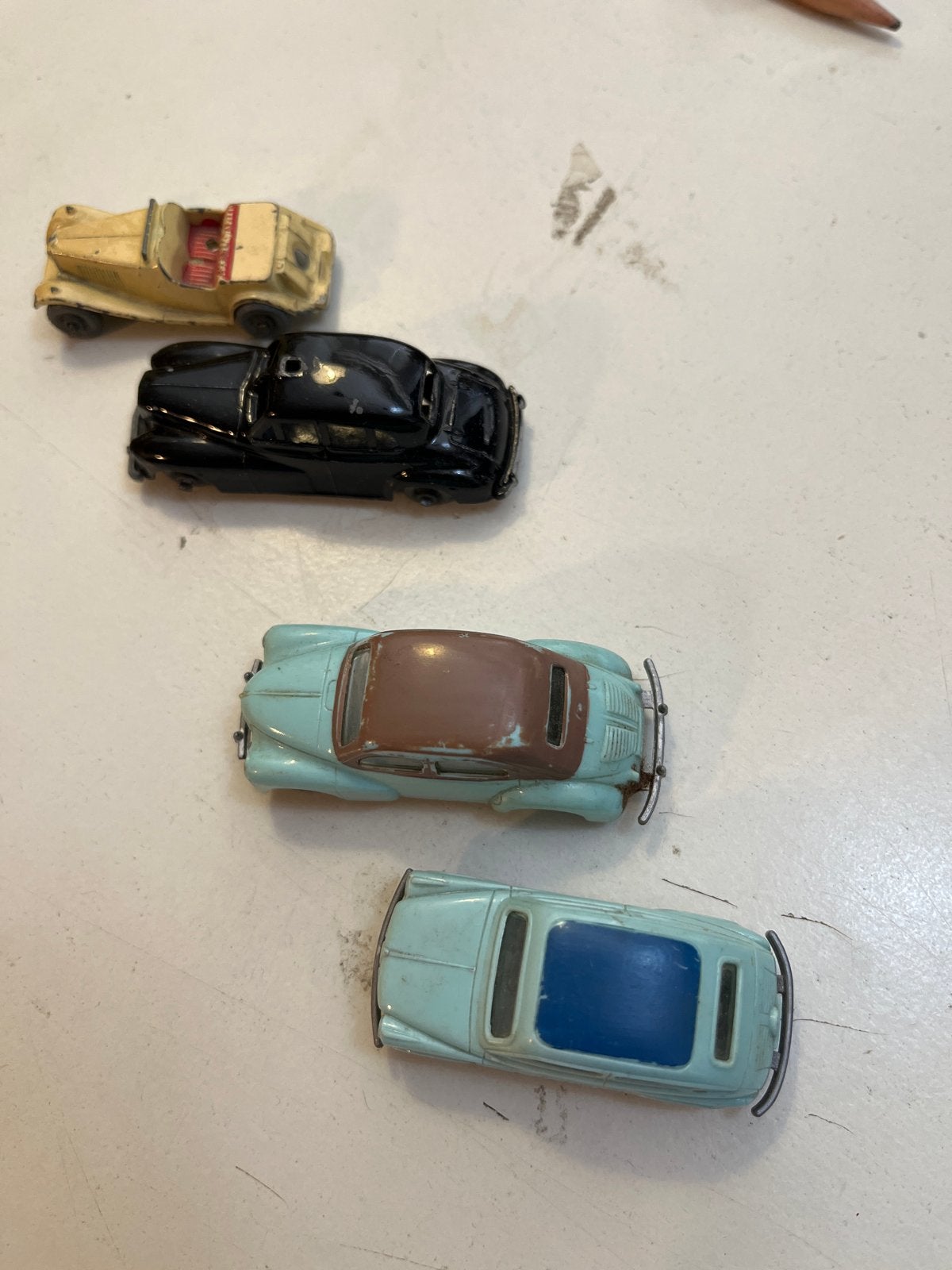 Vintage Auto's - Set van 4 Fiat, Renault, Wolsley en Lesney, Ophalen of Verzenden, Gebruikt, Auto