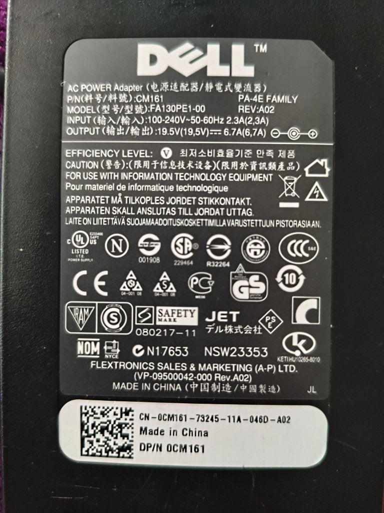 Dell lader AC power adapter 19,5 v - 6,7 A, Ophalen of Verzenden, Gebruikt, Dell oplader