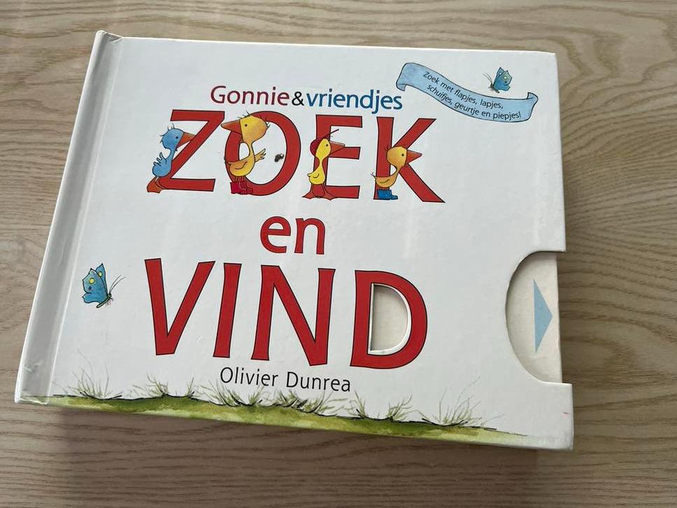 Olivier Dunrea - Gonnie & vriendjes Zoek en vind, Ophalen of Verzenden, 2 tot 3 jaar, Uitklap-, Voel- of Ontdekboek, Gelezen