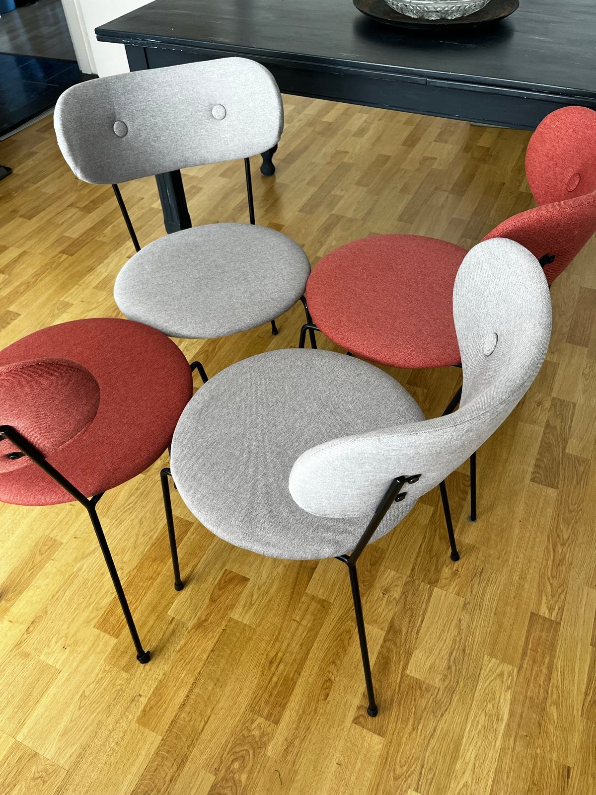 Set van 6 stoelen: Grijs en Oud Roze, Ophalen, Gebruikt, Overige kleuren, Stof