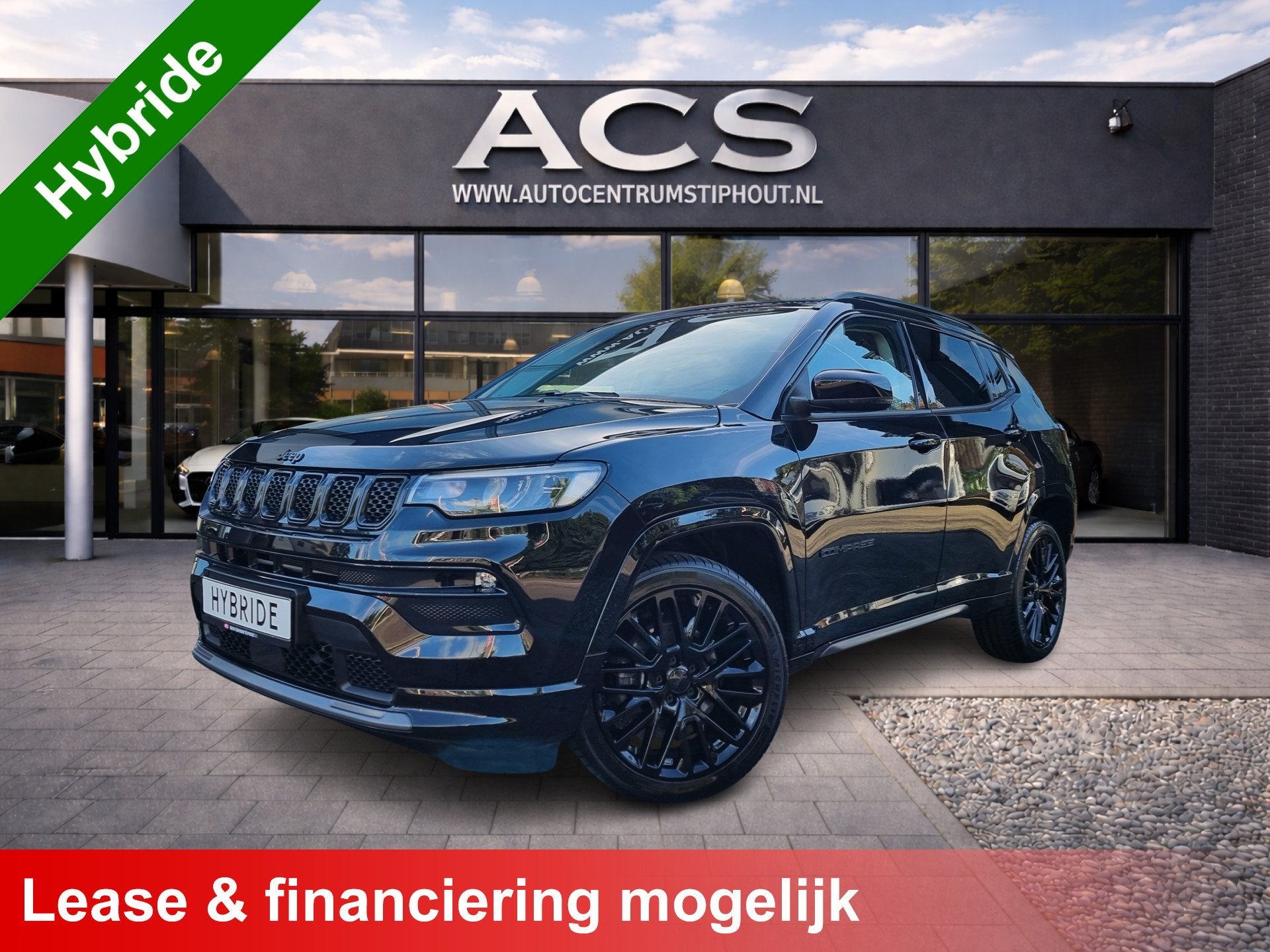 Jeep Compass 1.5T HEV - e-Hybrid S | 2024 | 23dkm | Ad. crui, Auto's, Gebruikt, Zwart, 4 cilinders, Leder en Stof