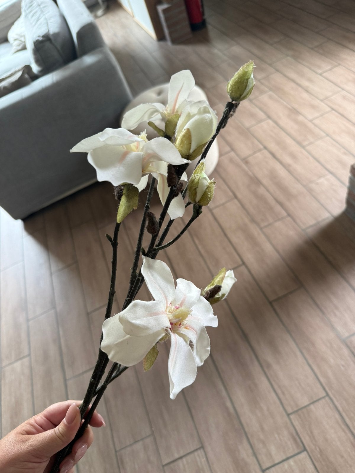 Magnolia, zijde bloemen 10 takken, Kunstbloem, Zijde, Ophalen of Verzenden, Wit