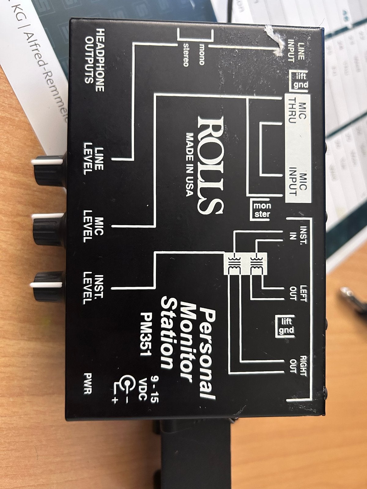 Rolls Personal Monitor Station PM351, Ophalen of Verzenden, Gebruikt, Minder dan 5 kanalen, Microfooningang
