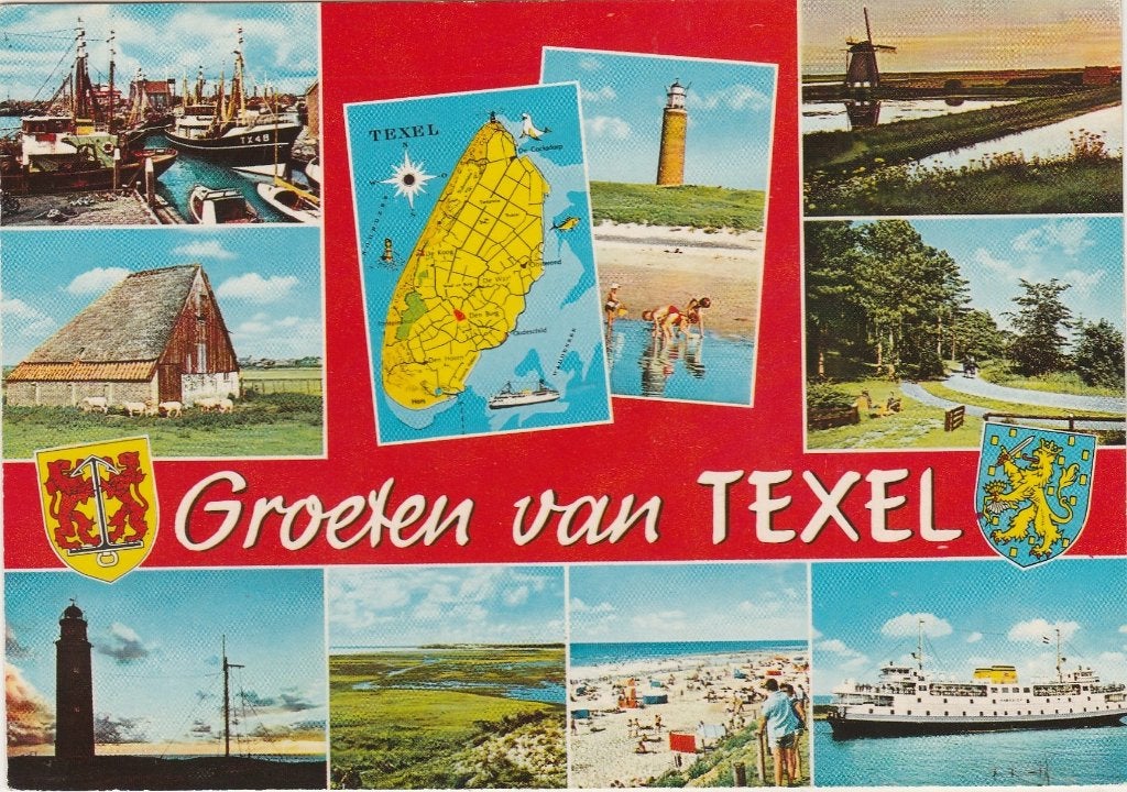 TEXEL Haven Landkaart Veerboot Groeten, Verzenden, 1960 tot 1980, Gelopen, Waddeneilanden