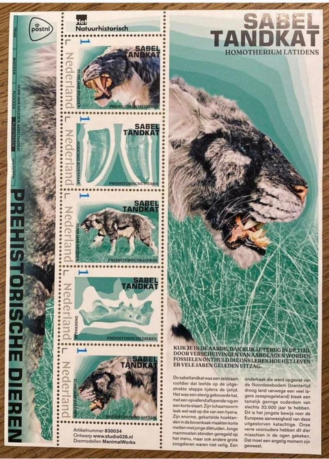 Postzegels pf. Sabeltandkat. Prehistorische dieren, Ophalen of Verzenden, Na 1940, Postfris