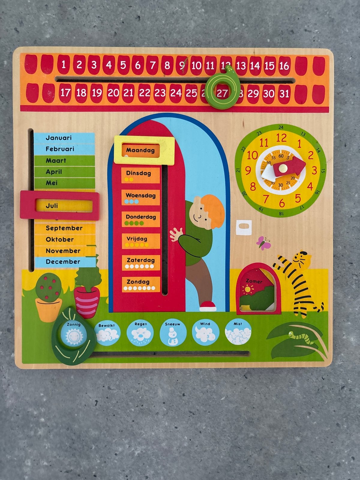 Houten Kalender Klok Weerbord Educatief Speelgoed, Ophalen of Verzenden, Zo goed als nieuw, Knutselen