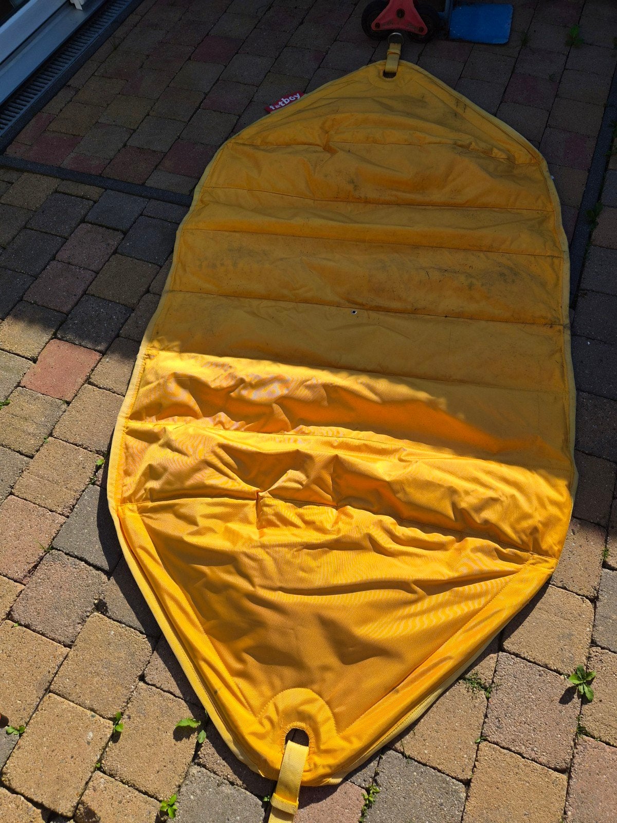 Te koop: Fatboy hangmat. Geel van kleur., Tuin en Terras, Hangmatten, Ophalen, Gebruikt, Meerpersoons, Met standaard